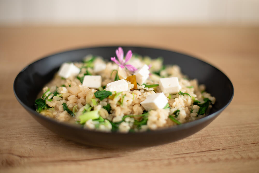 Risotto cu spanac si branza de capra