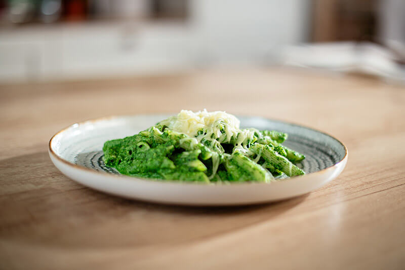 Pasta verde con gouda