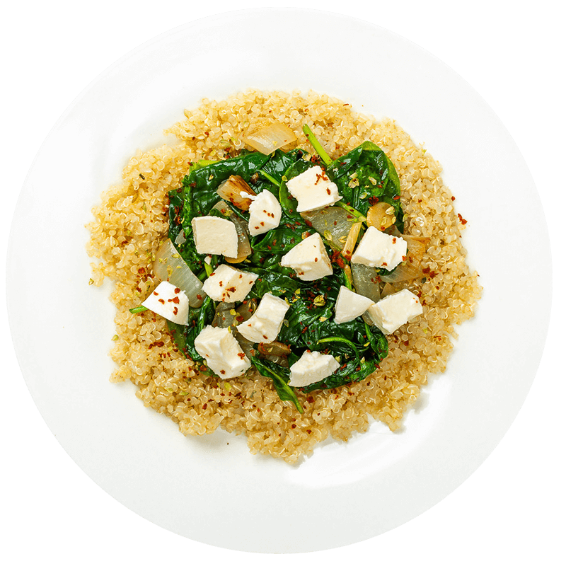 Fotografie Saltado de Quinoa con espinacas