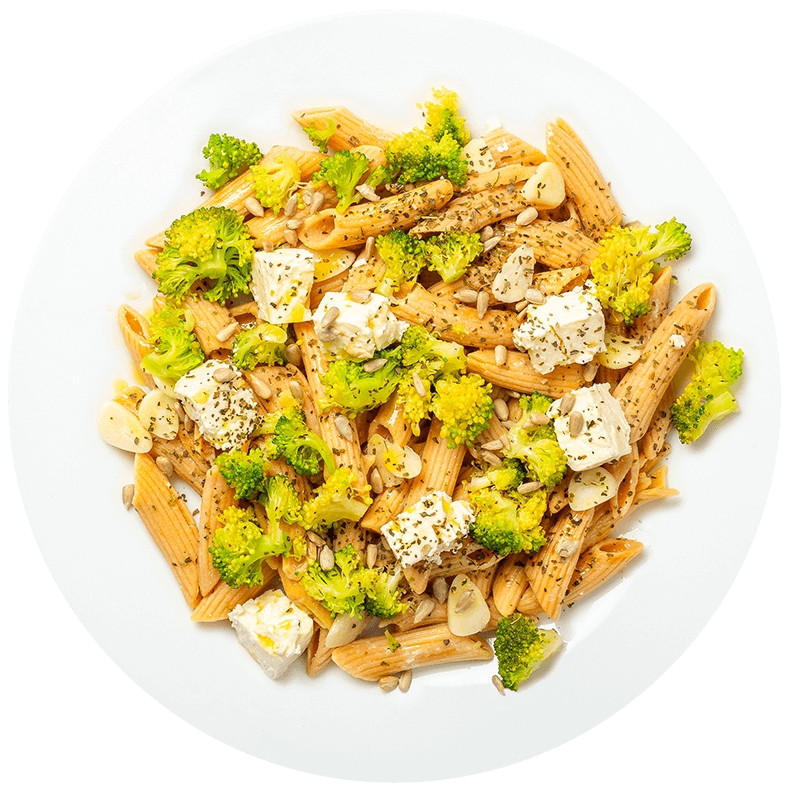 Fotografie Penne de sfecla cu flori de broccoli
