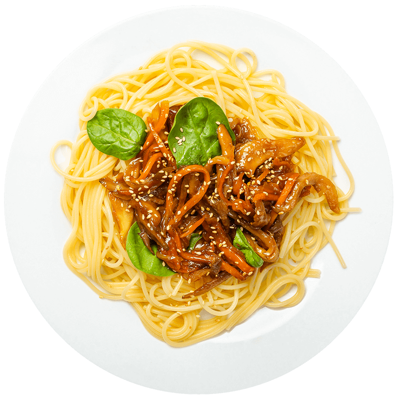 Fotografie Spaghete asiatice cu ciuperci Fotografie Spaghete asiatice cu ciuperci
