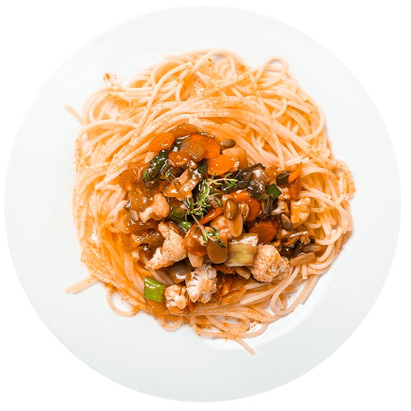 Fotografie Spaghete de linte cu legume Fotografie Spaghete de linte cu legume