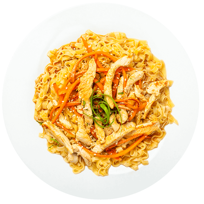 Fotografie Pui asiatic cu morcov si noodles